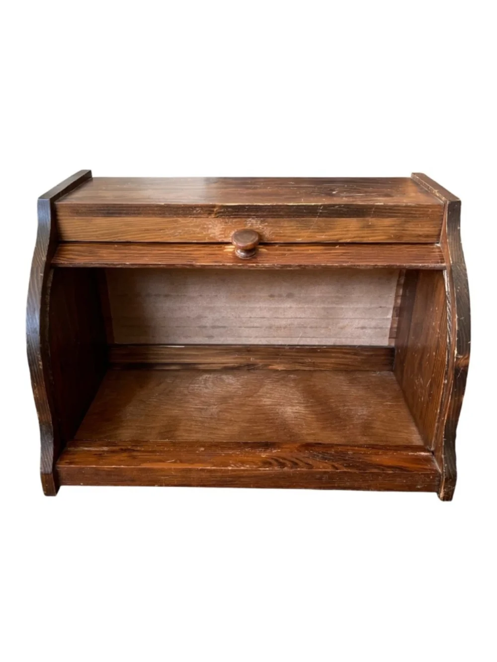 Vintage Handmade Amish Wooden Roll Top Bread Box